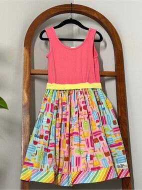 KPea Kids 8 Pink Ice Cream Sleeveless Fit and Flare Dress USA Made